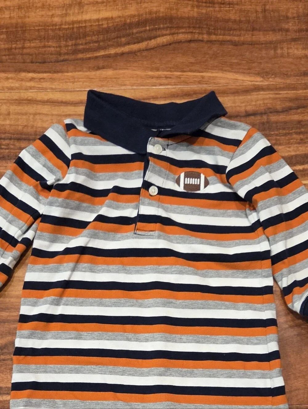 Gymboree EUC 12-18 Months Striped Navy/Orange One-Piece Polo Romper